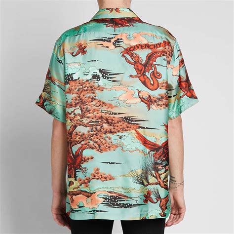 Givenchy Winged Beast Silk Hawaiian Shirt Multi